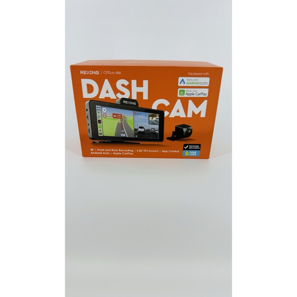Rexing Dash Cam CPDuo 686 4k 64gb CarPlay Android 6.86"IPS
